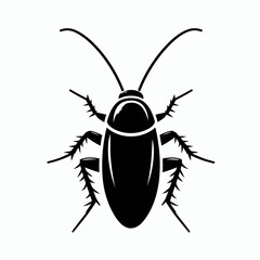  very simple flat and single minimalist Cockroach Silhouettes in black on a white background 