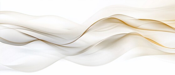 Obraz premium Flowing beige ribbons on white backdrop