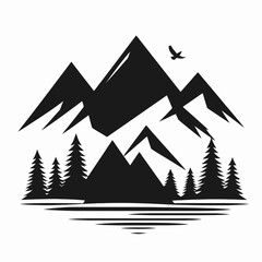 Obraz premium very simple flat and single minimalist Mountain Silhouettes in black on a white background