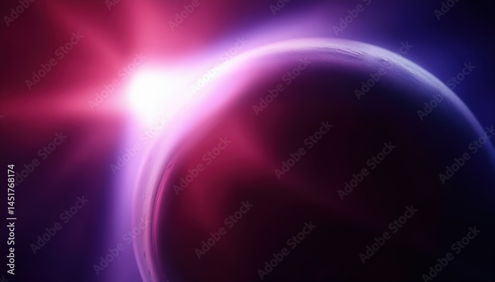 Aufkleber cosmic sunrise light burst with glowing planet edge in deep space, abstract background for web design, print, branding, or futuristic graphic projects


