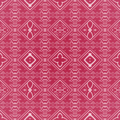 Abstract hand drawn modern line art, flower seamless pattern in hue pink wallpaper, Digital art , textiles design  background. 