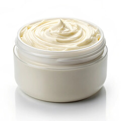 Whipped shea butter container on white background