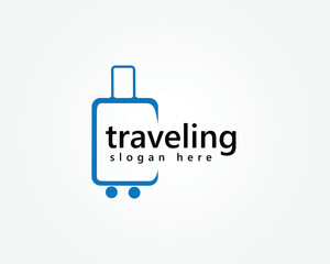 creative tour and travel logo suitcase abstract design template