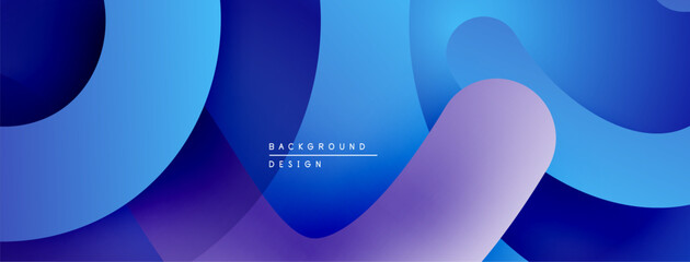 Abstract fluid shapes, blue purple gradients. Modern design, smooth curves create dynamic composition. Minimalist aesthetic.