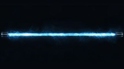 Long horizontal blue lightsaber vector on transparent  background
