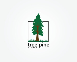 landscape ,tree logo ,framed pine tree ,logo design template