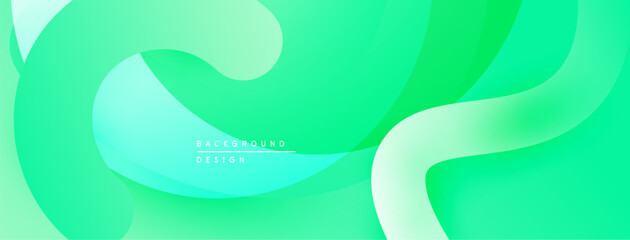 Abstract fluid shapes, vibrant green hues, smooth gradients. Modern design element for backgrounds, presentations. Minimalist aesthetic.