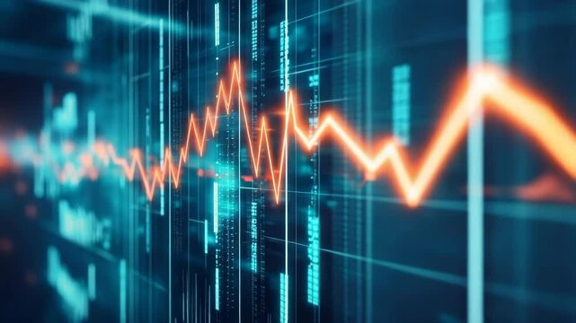 Digital financial data with fluctuating graph