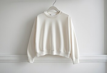 Elegant White T-Shirt Mock-Up on Hanger Showcasing Fabric Details in Studio