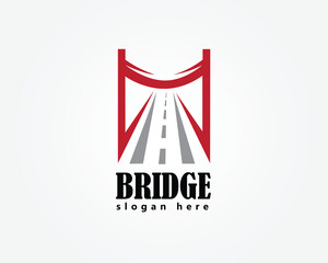 creative bridge logo, red bridge logo design inspiration