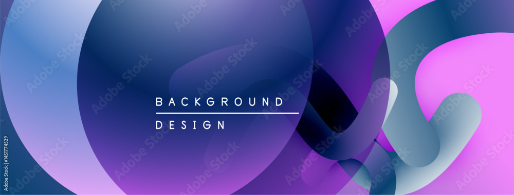 Poster abstract fluid shapes blend purple, blue, pink hues. modern design creates dynamic visual experience