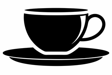 Cup On Saucer Silhouette Vector Illustration 