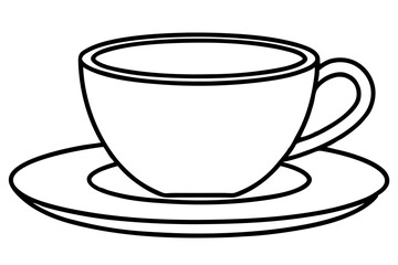 Cup On Saucer Line Art Vector Illustration