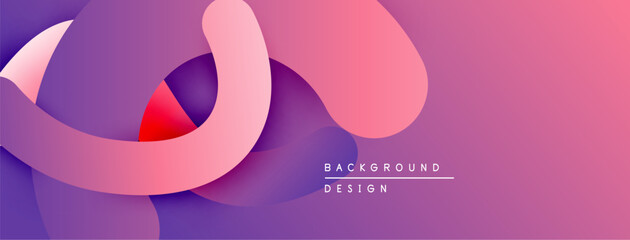 Abstract fluid shapes, vibrant pinks, purples create modern background. Smooth gradients, overlapping layers offer dynamic visual effect.