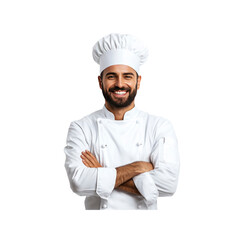 Confident Smiling Male Chef in White Uniform
