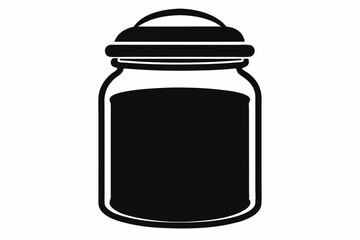 Glass Jar With Lid Silhouette Vector Illustration