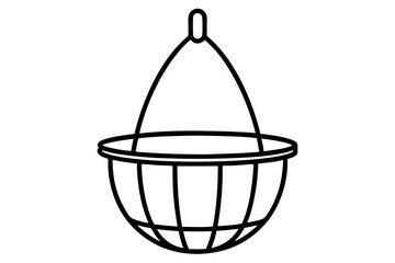 Hanging Wire Basket Line Art Vector Illustration