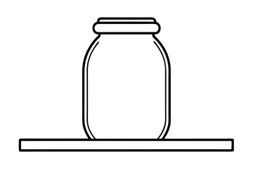 Mason Jar On Shelf Line Art Vector Illustration