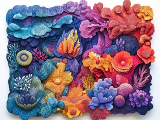 Exquisite paper-cut artwork displaying a vibrant array of flora and fauna in a harmonious botanical composition