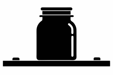 Mason Jar On Shelf Silhouette Vector Illustration