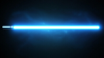 Long horizontal blue lightsaber vector on transparent  background

