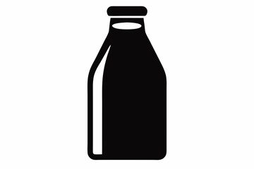 Milk Bottle Silhouette Vector Illustration 
