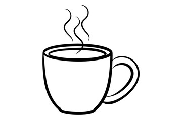 Mug With Steam Line Art Vector Illustration