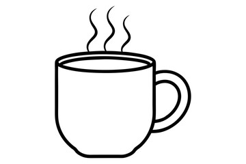 Mug With Steam Line Art Vector Illustration