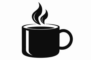 Mug With Steam Silhouette Vector Illustration 