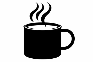 Mug With Steam Silhouette Vector Illustration 