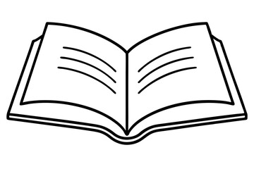 Open Book On Table Line Art Vector Illustration