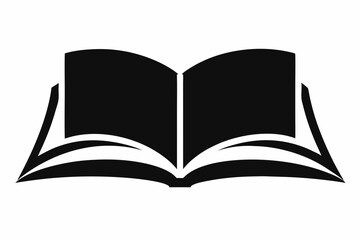 Open Book On Table Silhouette Vector Illustration