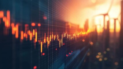 Financial market data displayed on a screen at sunset - Powered by Adobe