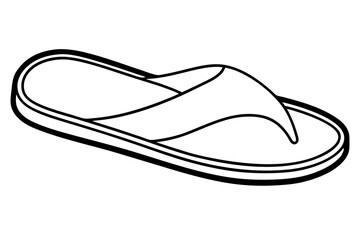 Single Bath Slipper Line Art Vector Illustration