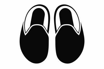 Slippers Side By Side Silhouette Vector Illustration