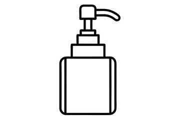 Soap Dispenser Pump Line Art Vector Illustration