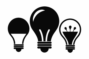 String Light Bulb Silhouette Vector Illustration 