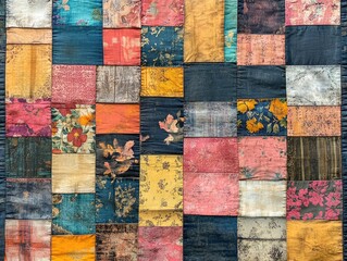 Exquisite floral patchwork quilt showcasing vibrant colors and intricate detailing, perfect for textile and craft enthusiasts