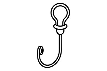 Wall Mounted Hook Line Art Vector Illustration