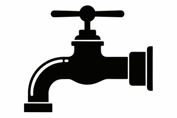 Water Spigot Tap Silhouette Vector Illustration 