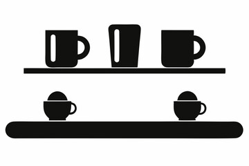 Wall Shelf With Cup Silhouette Vector Illustration
