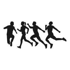 Fototapeta premium Silhouette of Man and Woman Running Pose. Silhouette of People Running Race. Front and Side View.
