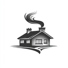 Cozy countryside house, smoke from chimney, idyllic setting, real estate