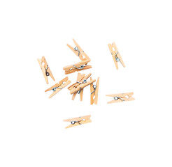wooden clothes pins isolated on white