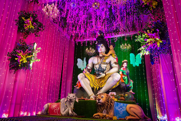 Statue of lord shiva during navratri festival. Navratri is biggest religious festival of hinduism
