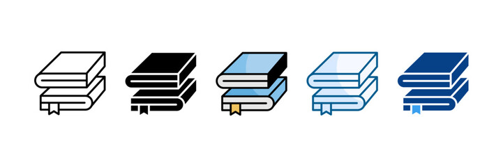 Book Stack Icon Set Multiple Style Collection
