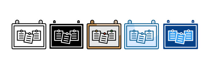 Bulletin Board Icon Set Multiple Style Collection