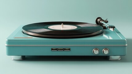 Fototapeta premium A vintage vinyl record player, with a needle on a spinning record 