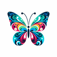 A colorful silhouette vector image of a cute butterfly cartoon on a white background.