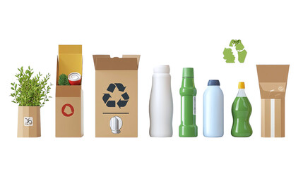 AI-powered sustainable packaging material selector panel, isolated, PNG format, transparent background. Varient 5